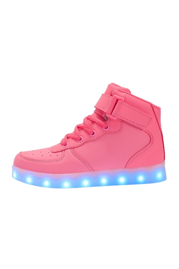 Toddler Girl Sneakers Sports Thick Bottom Lightweight Non Luminous Flashing Trainers Shoes With Led Lights Usb Charging Lace Up Baby Shoes Girl 3.5 Years-4 Years