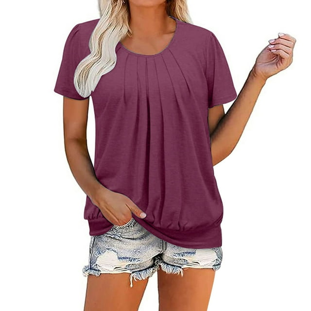 Icvfdpl Women'S T Shirts Breathable Fast Dry Casual Solid Color Crew Neck Short Sleeve Loose Tee Shirt Top For Summer Soft And Skin Friendly Cosy To Touch
