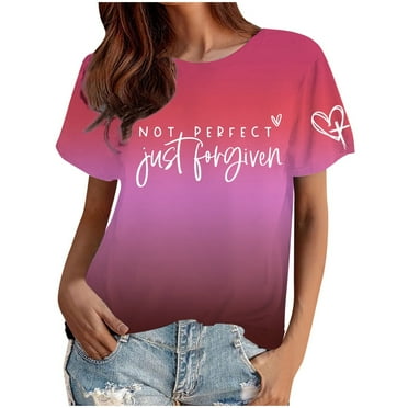 Icvfdpl Women'S T Shirts Breathable Fast Dry Not Just Forgiven Crew Neck Short Sleeve Tee Shirt Top Soft And Skin Friendly Cosy To Touch