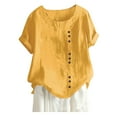 thumbnail image 1 of Icvfdpl Women'S T Shirts Plus Size Cotton Linen Casual Loose Tunic Top Breathable Comfortable Boho Blouse, 1 of 3