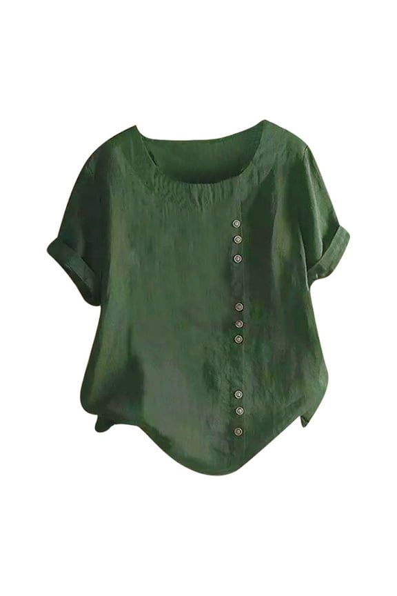 Women'S T Shirts Plus Size Cotton Linen Casual Loose Tunic Top Breathable Comfortable Boho Tees