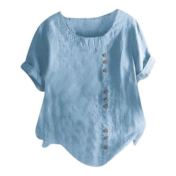 Icvfdpl Women'S T Shirts Plus Size Cotton Linen Casual Loose Tunic Top Breathable Comfortable Boho Tees