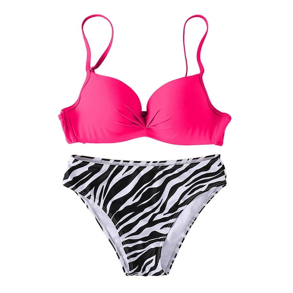 Icvfdpl Women'S Tankinis Sets Female High Waisted Bikini Sexy Push Up Two Piece Swimsuits Vintage Swimsuit Ruched Pattern Print Swimwear Set Hot Season Pool Swimsuits