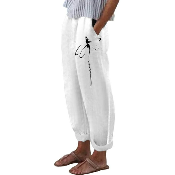 Icvfdpl Womens Casual Pants Spring Summer Fashion Printed Trousers Pocket Trouser Tourism Vacation Wear