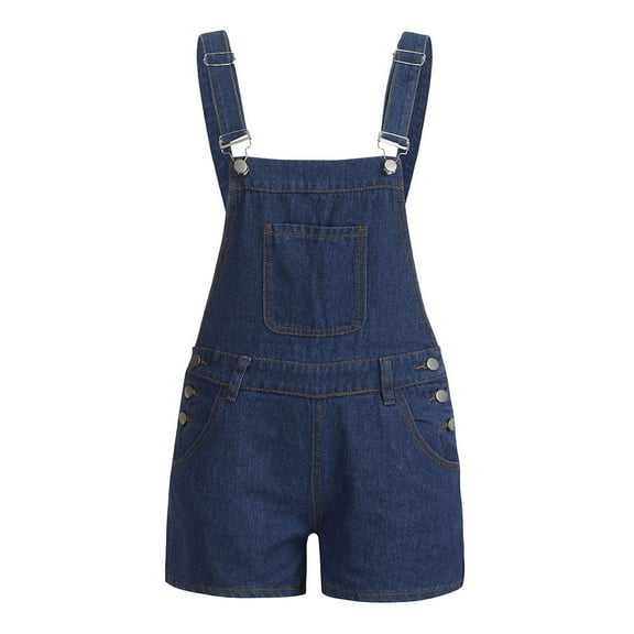 Icvfdpl Womens Jeans Loose Bib Hole Overalls Shorts Jumpsuit Work Casual Denim Pants Trendy Woman Outwear Blue S