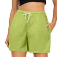 thumbnail image 1 of Icvfdpl Womens Shorts Drawstring Color Waist Comfy Solid Elastic Pocket Leisure Green Xxl, 1 of 4