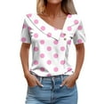 thumbnail image 1 of Icvfdpl Womens Summer Casual T Shirts Tops Ladies Tshirt Plaid Printed Short Sleeve Button Top Cool Female Beach Wear, 1 of 4