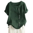 thumbnail image 1 of Icvfdpl Womens Tees Boho Casual Daily Tops Button Loose Plus Size T Shirt Tanic Blouse, 1 of 2