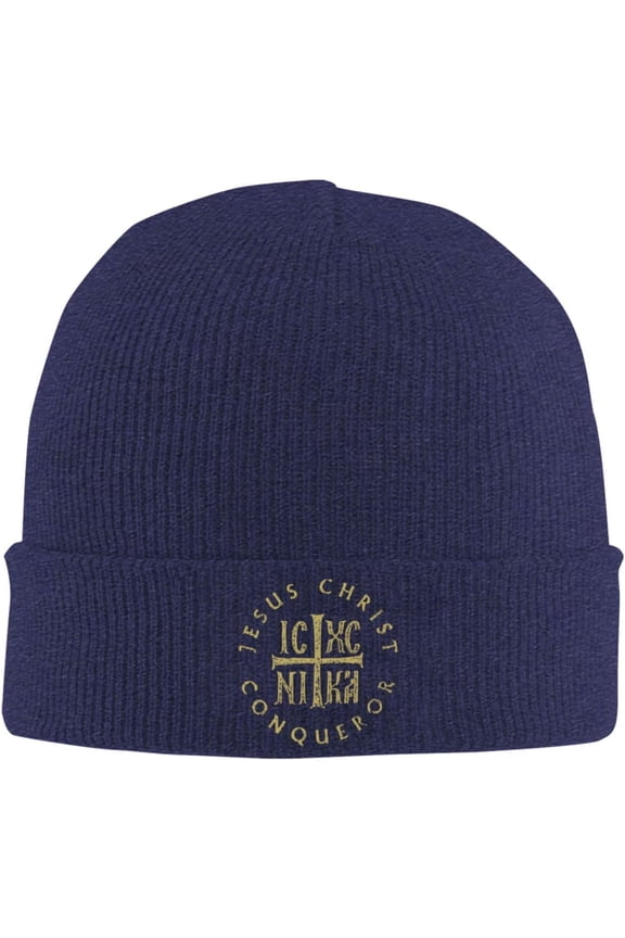 Icxc Nika Cross Orthodox Christian Jesus Christ Beanie Hat Women Men Knit Skull Cap Knitted Hat Slouchy Hat Black