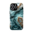 thumbnail image 1 of Icy Aqua Teal Resin Birch Marble Textured Design Phone Case with iPhone 11 to 17 Pro Max, 1 of 2