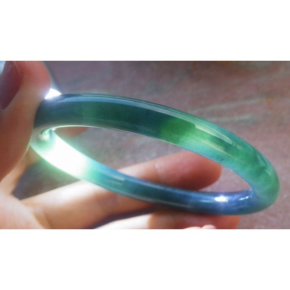 Icy Blue Water Green Natural A JADE Jadeite Circle Bangle Bracelet 57 mm 699731 TN