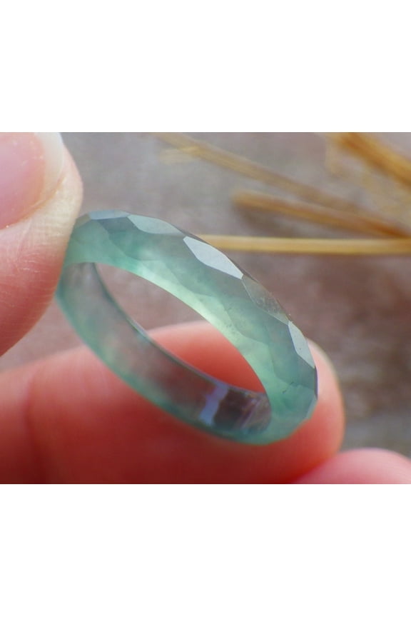 Icy Blue Water Green Natural A JADE Jadeite Dia Cut RING USA. 5.5 RING 691633 TN