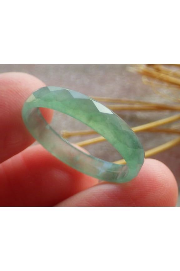 Icy Blue Water Green Natural A JADE Jadeite Dia Cut RING USA. 9 RING 691225 TN