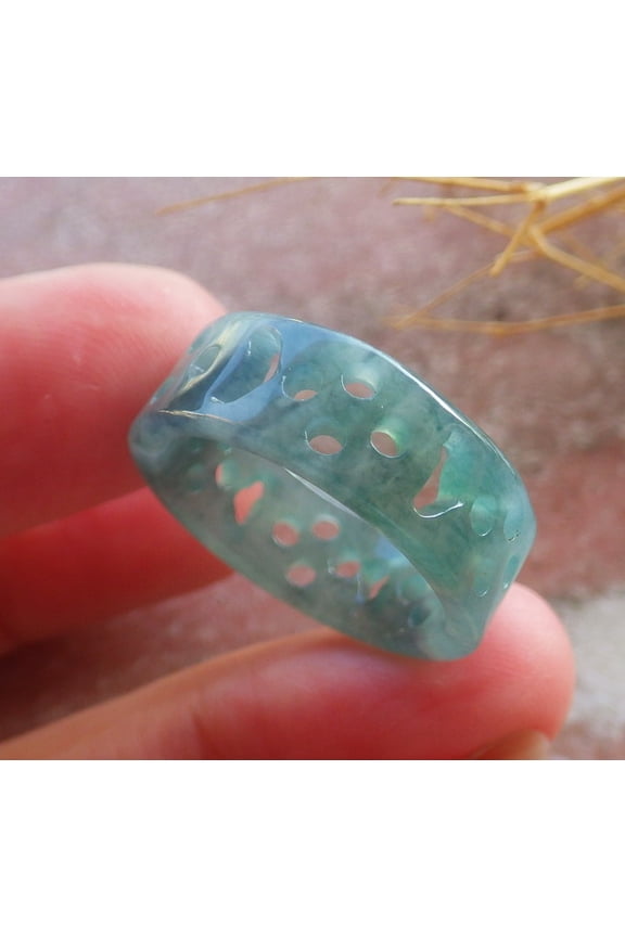 Icy Blue Water Green Natural A JADE Jadeite Heart RING USA. 8.25 RING 688992 TN