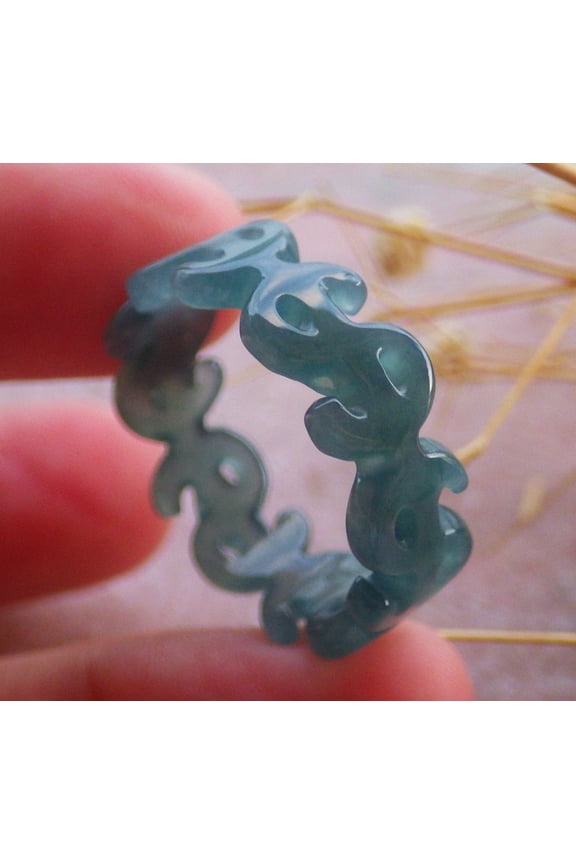 Icy Blue Water Green Natural A JADE Jadeite $ Money RING USA. 10.25 RING 690906 TN