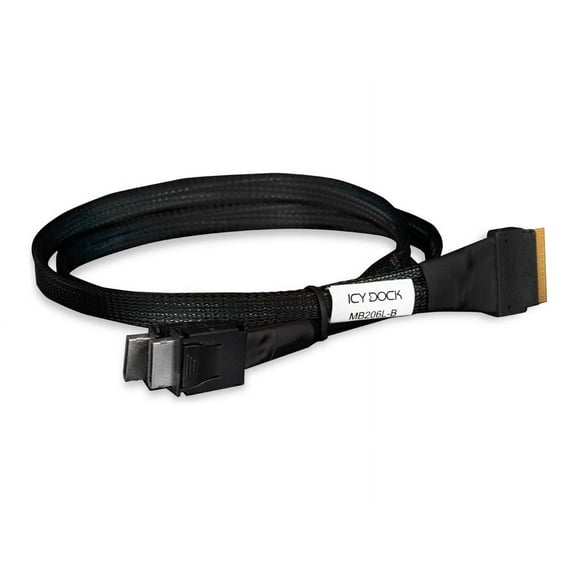ICY DOCK MB206L-B SlimSAS 8i SFF-8654 to 2x OCuLink 4i SFF-8611 Cable, 19.69 inches/0.5 m