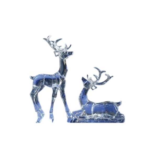 Icy Giftware Icy Crystal Standing and Sitting Reindeer Christmas Figurines - 7.5" - Set of 8