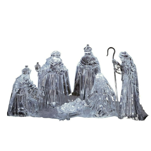 Icy Giftware LED Lighted Christmas Nativity Figurine Set - 10.75" - Clear - 18-Piece