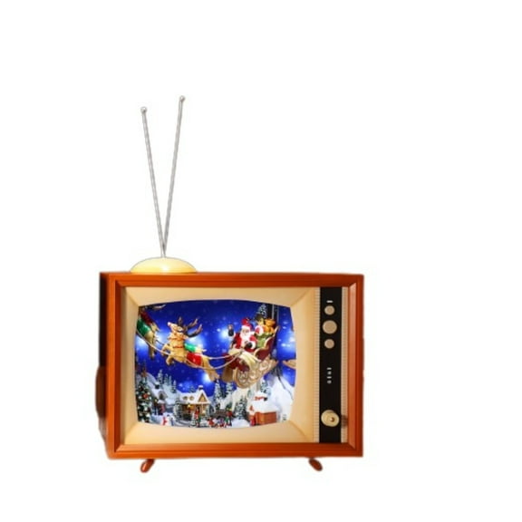 Icy Giftware LED Lighted Santa on Sleigh TV Christmas Decoration - 15.25" - Brown - Set of 2