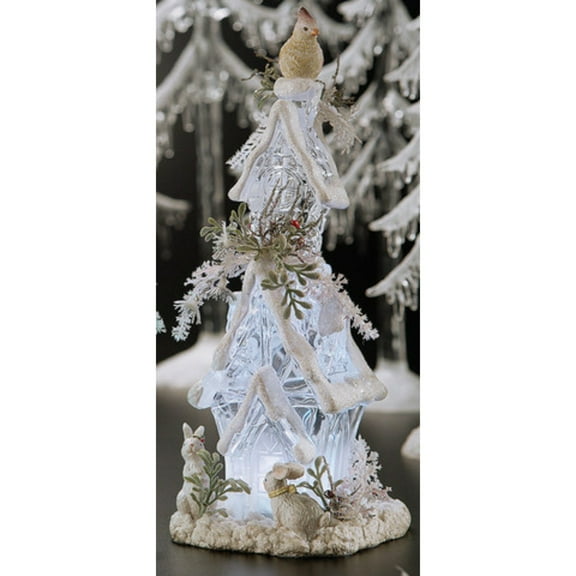 Icy Giftware LED Lighted Icy Crystal Forest House Christmas Figurine Decoration - 9.5"