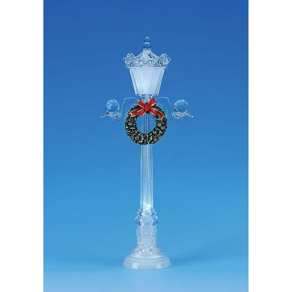 Icy Giftware Set of 2 Clear and Red Small Street Lamp Christmas LED Lighted Tabletop Decor 10.5"