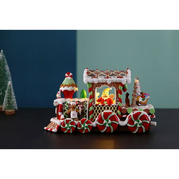 Icy Giftware Set of 2 Musical LED Lighted Candy Land Train Christmas Tabletop Decorations 11.75"