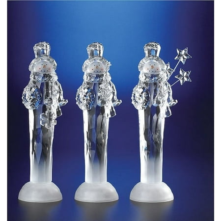 Icy Giftware Set of 6 Clear Decorative LED Lighted Icy Christmas Snowmen with Gift Figurines 11.5"