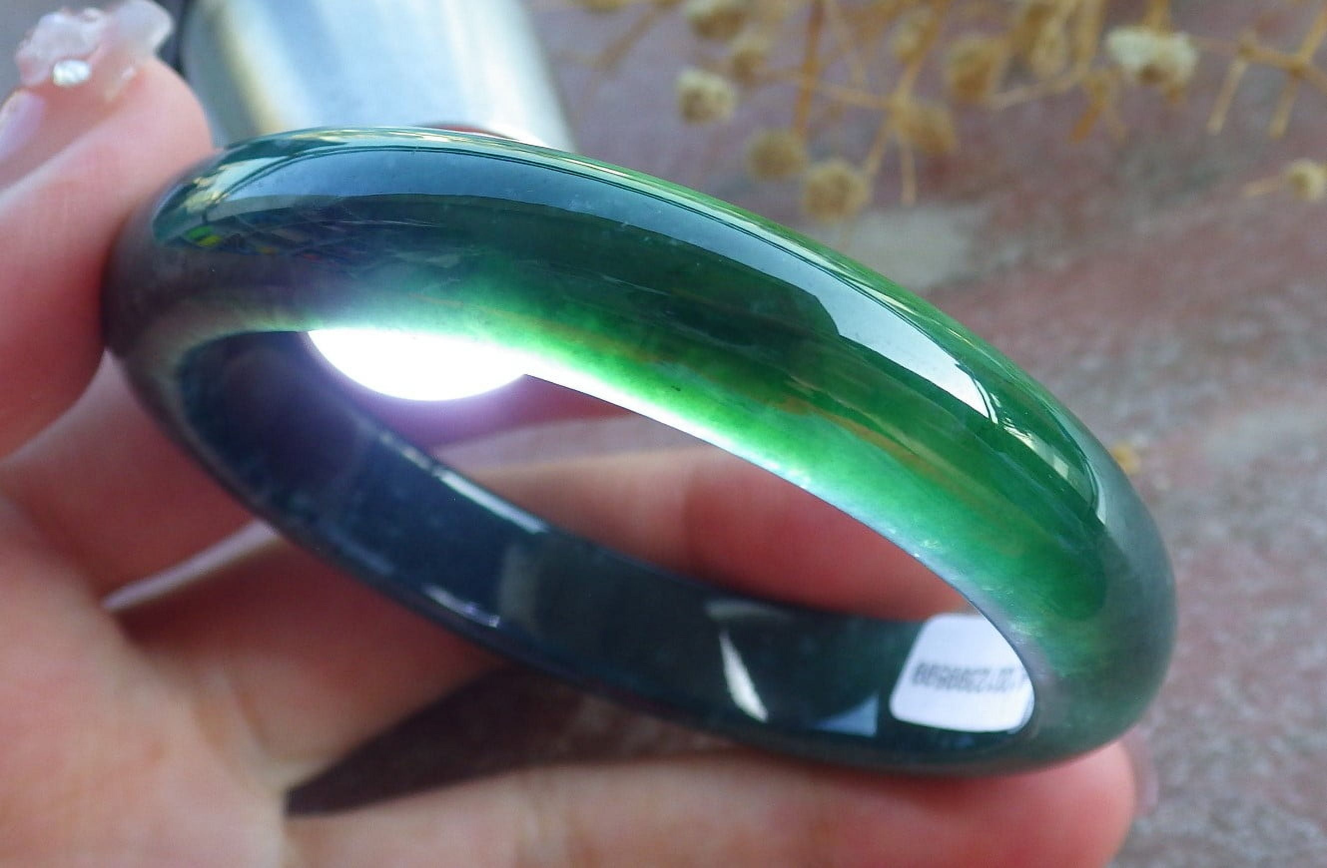 GOJADE Icy Green Natural A JADE Jadeite Bangle Bracelet 54 mm 681386 TN