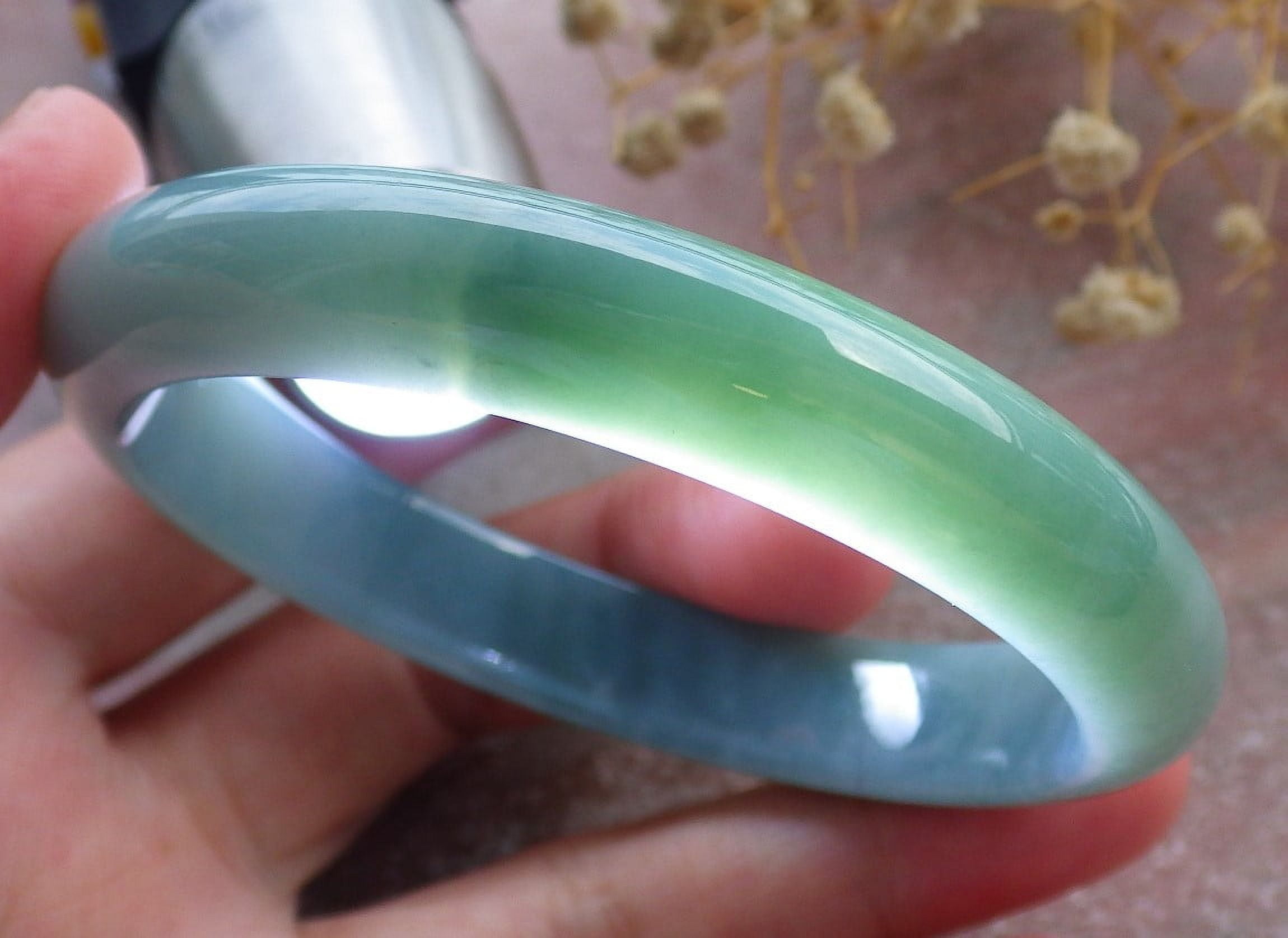 GOJADE Icy Green Natural A JADE Jadeite Bangle Bracelet 56 mm 677500 TN