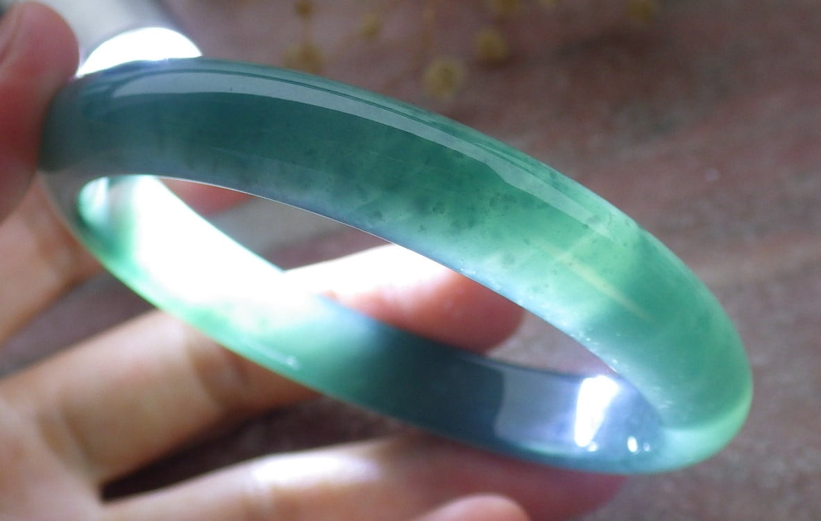 Icy Green Natural A JADE Jadeite Bangle Bracelet 58 mm 680013 TN