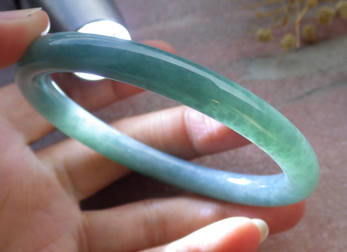 Icy Green Natural A JADE Jadeite Bangle Bracelet 58 mm 685819 TN