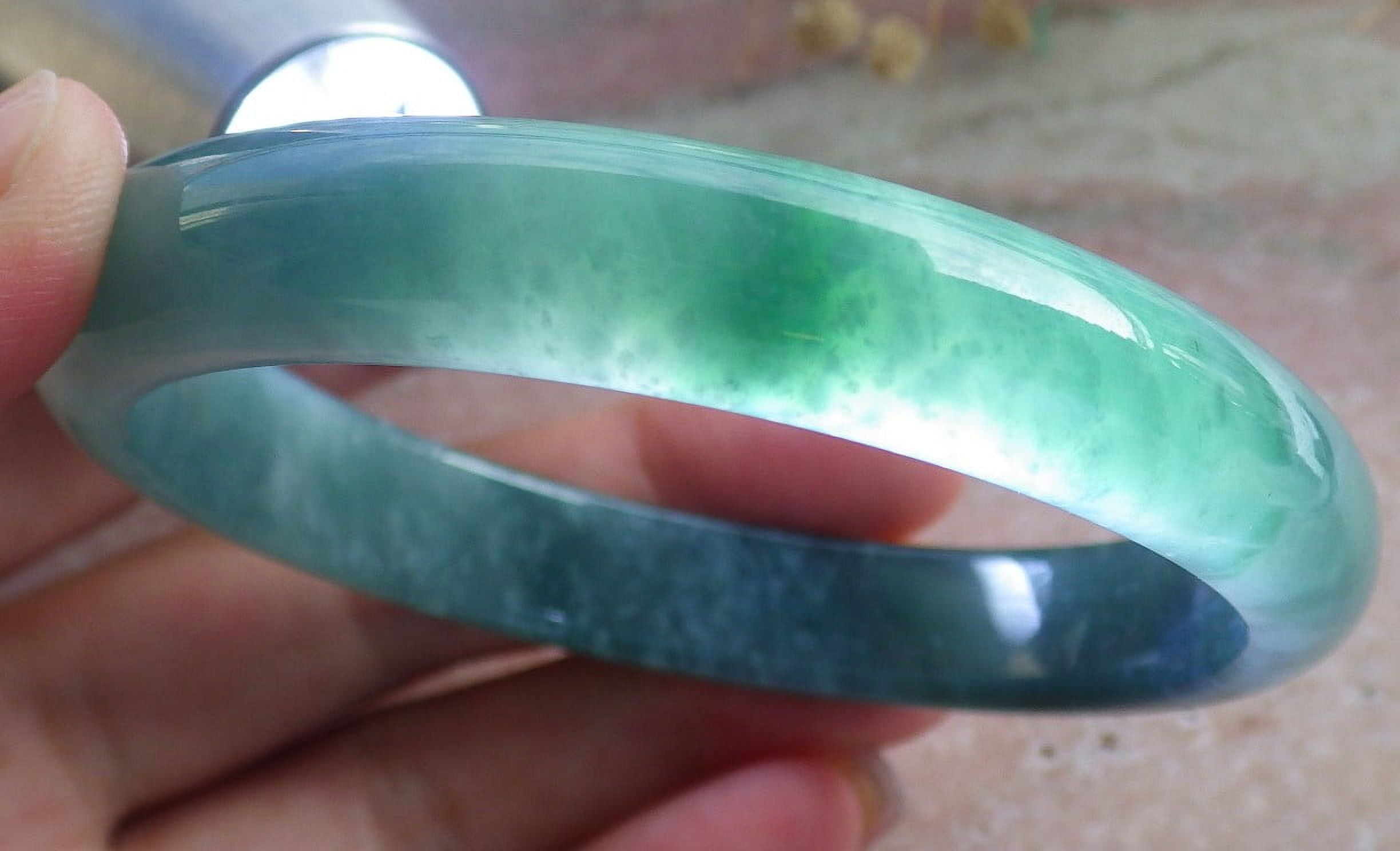 Icy Green Natural A JADE Jadeite Bangle Bracelet 59 mm 683401 TN
