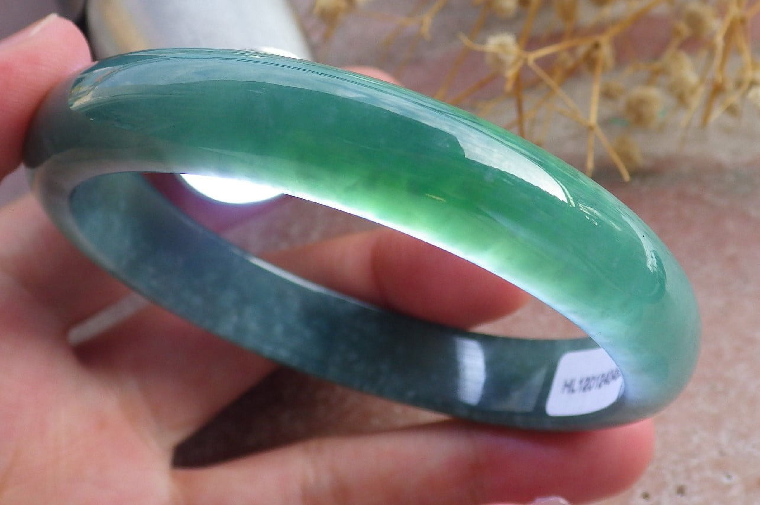 GOJADE Icy Green Natural A JADE Jadeite Bangle Bracelet 59 mm 683491 TN