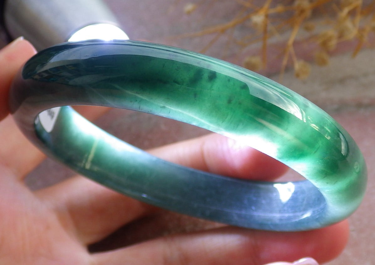 Icy Green Natural A JADE Jadeite Bangle Bracelet 59 mm 684181 TN