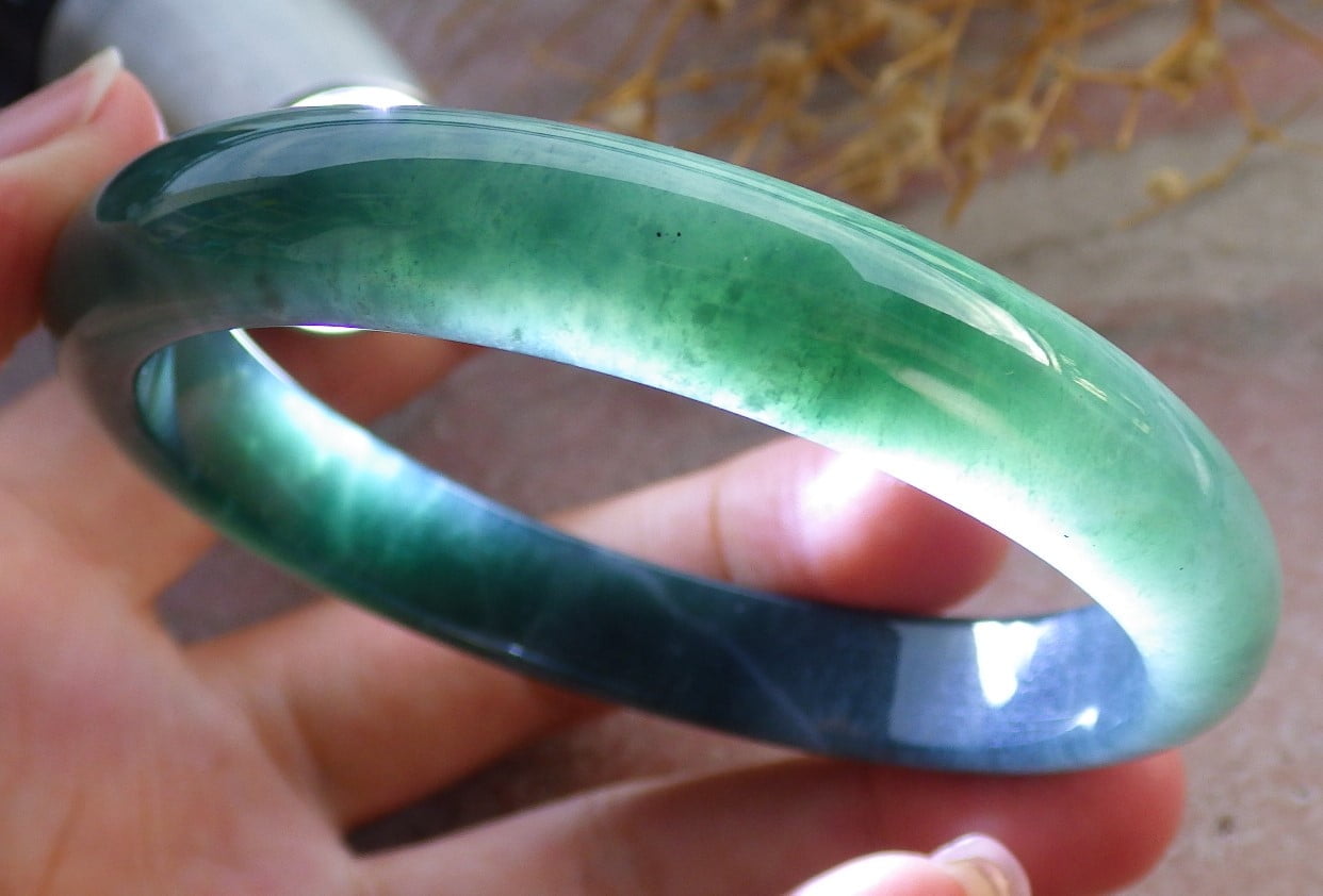 Icy Green Natural A JADE Jadeite Bangle Bracelet 60 mm 684191 TN