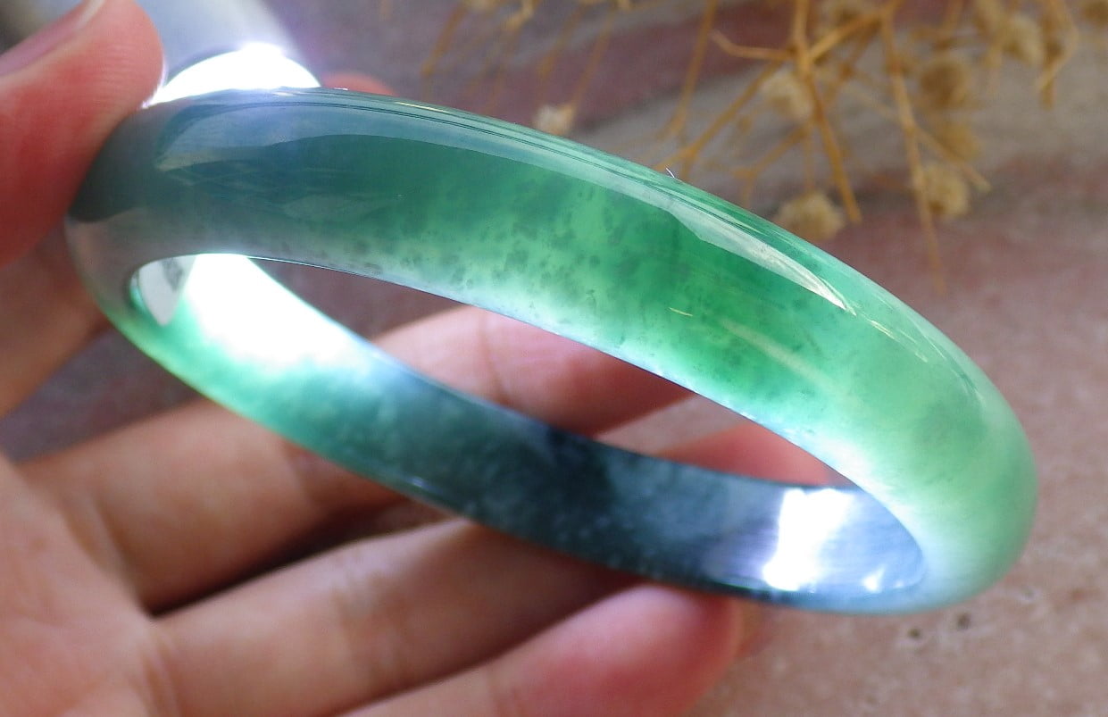 Icy Green Natural A JADE Jadeite Bangle Bracelet 60 mm 684211 TN