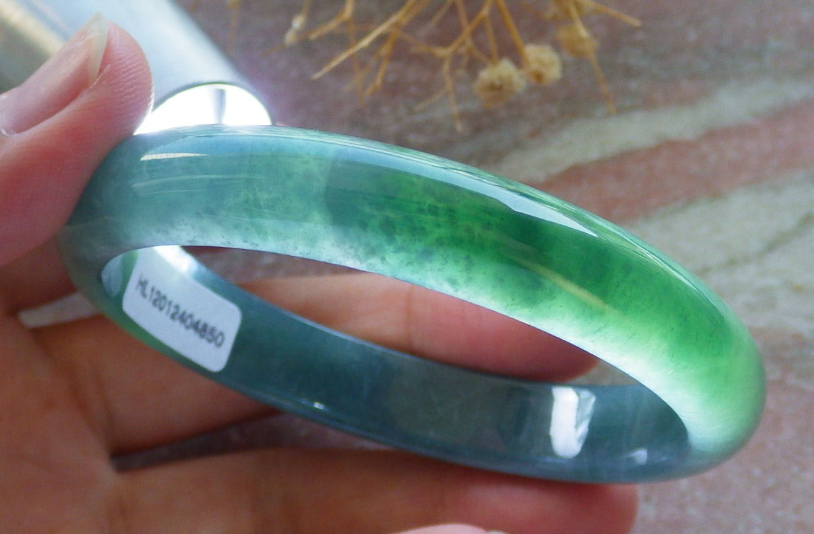 Icy Green Natural A JADE Jadeite Bangle Bracelet 60 mm 684436 TN