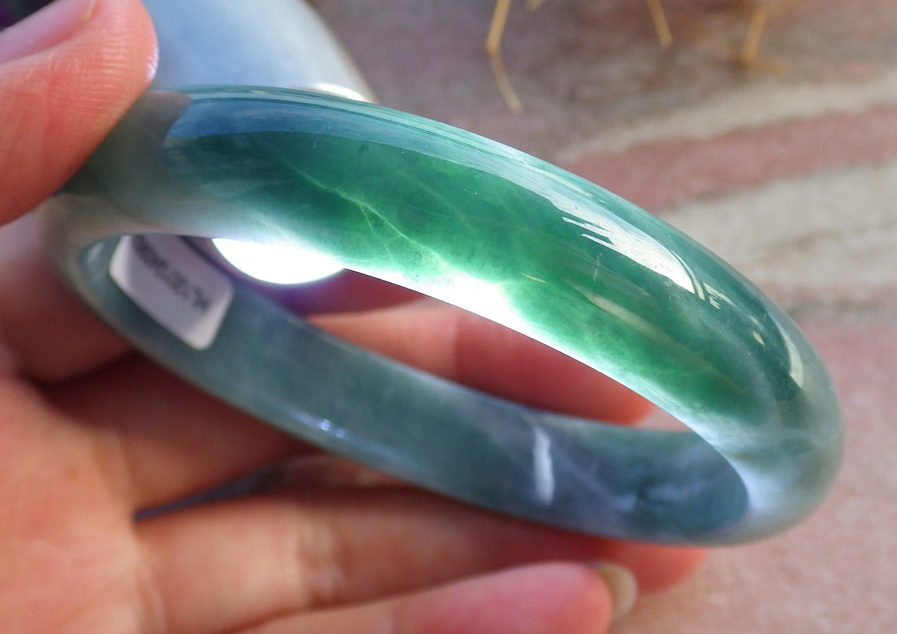 Icy Green Natural A JADE Jadeite Bangle Bracelet 60 mm 685588 TN