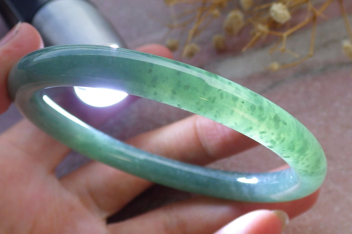 Icy Green Natural A JADE Jadeite Bangle Bracelet 61 mm 685811 TN