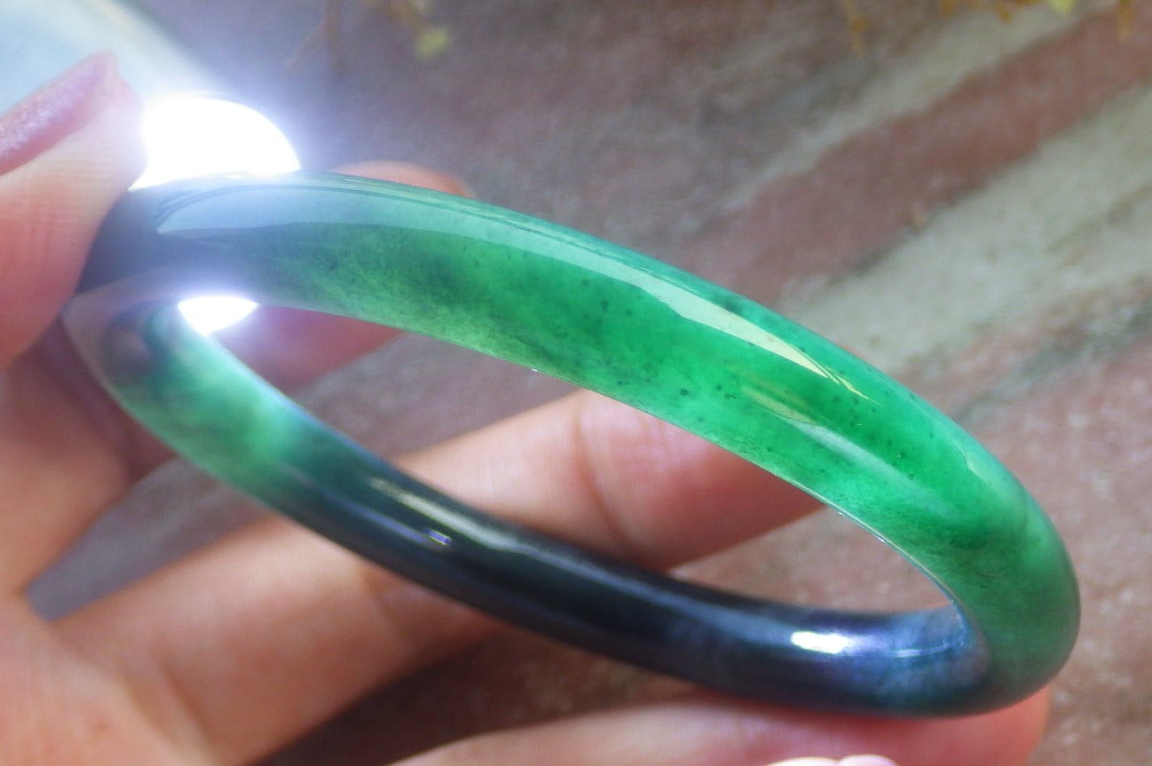 Icy Green Natural A JADE Jadeite Circle Bangle Bracelet 53 mm 699012 TN