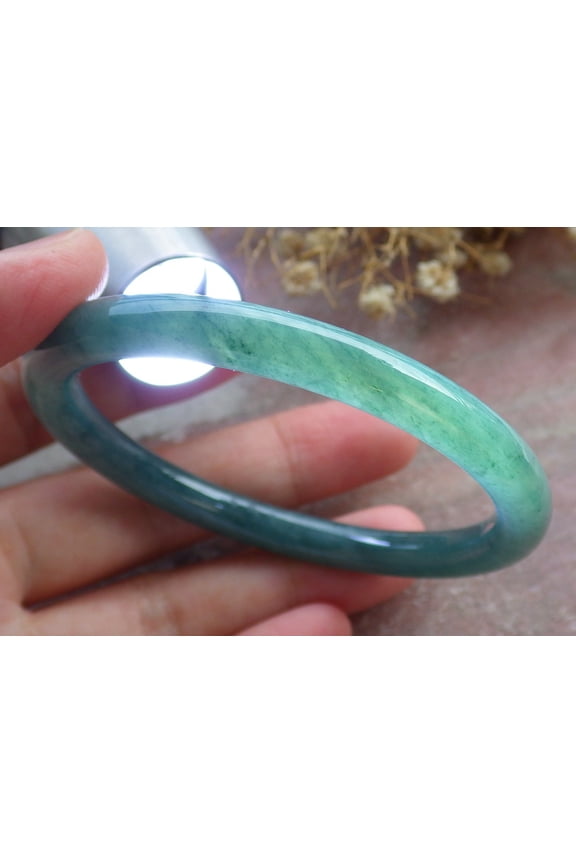 Icy Green Natural A JADE Jadeite Circle Bangle Bracelet 54 mm 661101 TN
