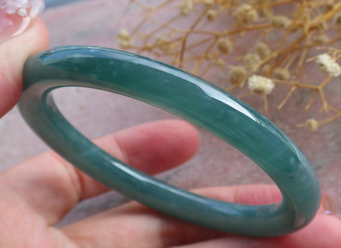 Icy Green Natural A JADE Jadeite Circle Bangle Bracelet 54 mm 682116 TN