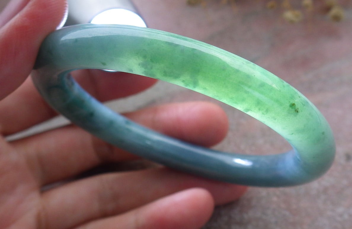 Icy Green Natural A JADE Jadeite Circle Bangle Bracelet 55 mm 680131 TN