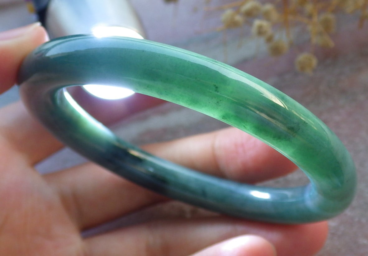 Icy Green Natural A JADE Jadeite Circle Bangle Bracelet 55 mm 681073 TN