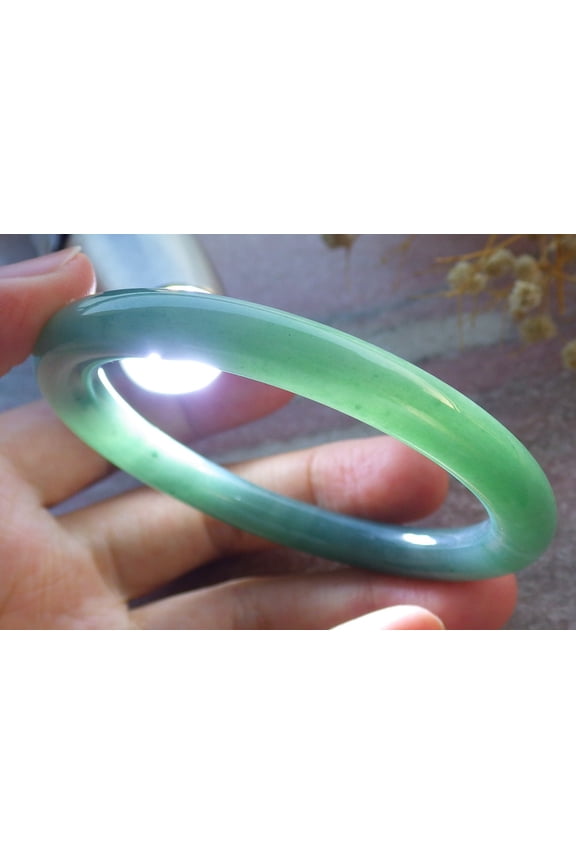 Icy Green Natural A JADE Jadeite Circle Bangle Bracelet 55 mm 681102 TN