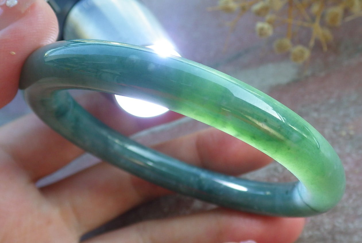 Icy Green Natural A JADE Jadeite Circle Bangle Bracelet 55 mm 681423 TN