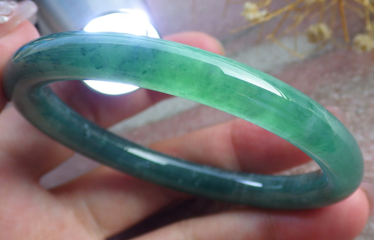 Icy Green Natural A JADE Jadeite Circle Bangle Bracelet 55 mm 682092 TN