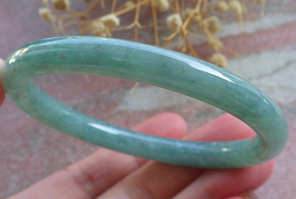 Icy Green Natural A JADE Jadeite Circle Bangle Bracelet 57 mm 683819 TN