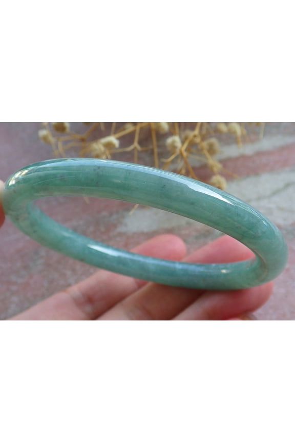 Icy Green Natural A JADE Jadeite Circle Bangle Bracelet 57 mm 683819 TN
