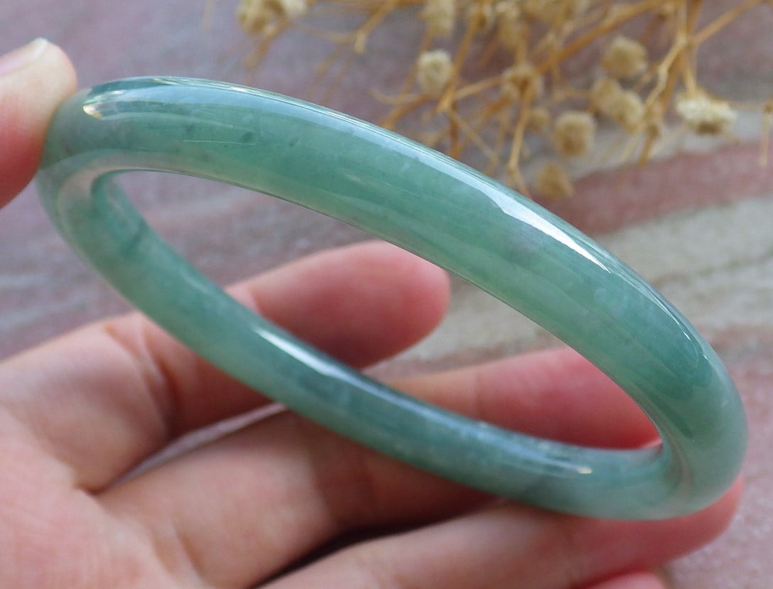 Icy Green Natural A JADE Jadeite Circle Bangle Bracelet 57 mm 683837 TN